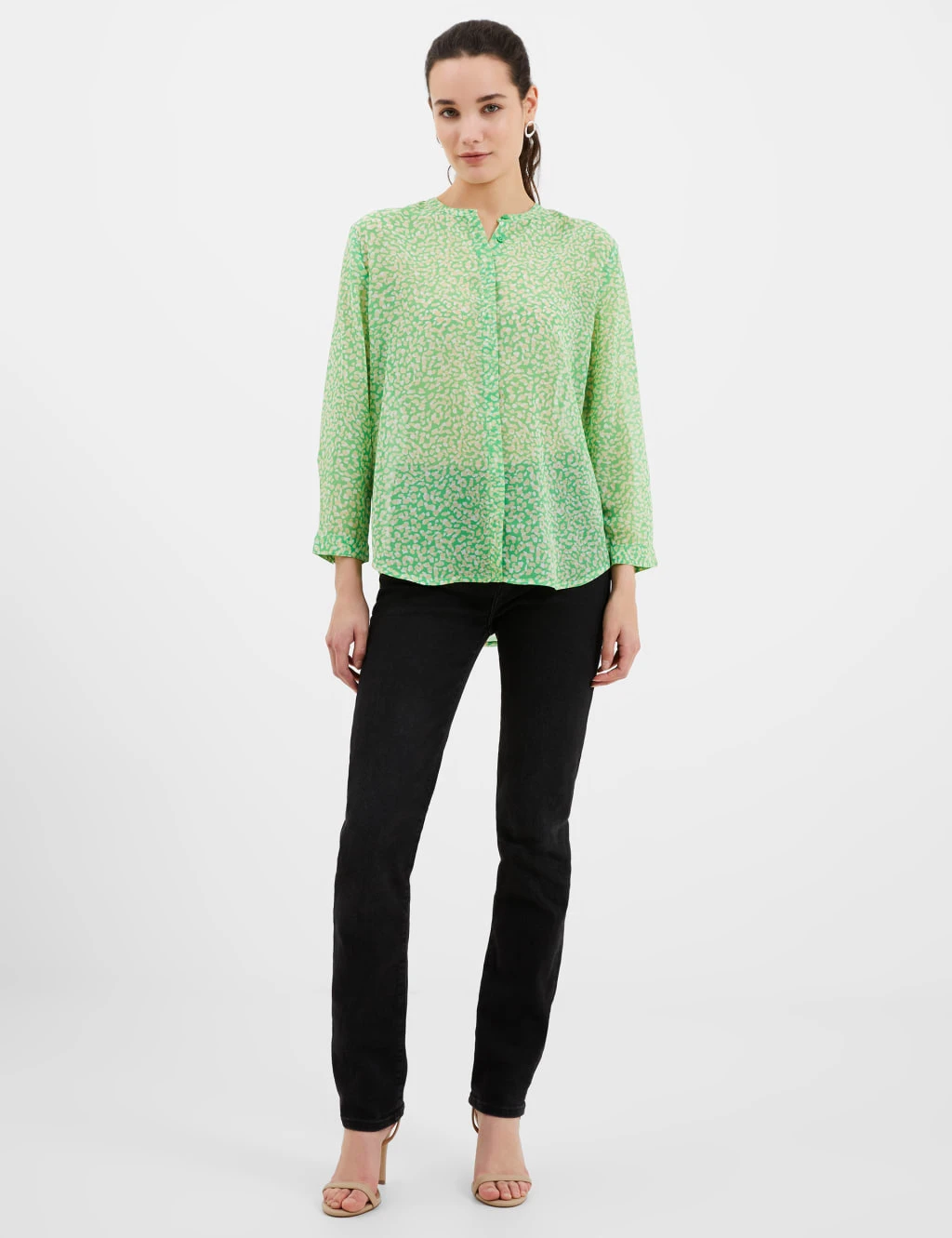 French Connection Geometric Collarless Relaxed Shirt 3 French Connection Geometric Collarless Relaxed Shirt - Image 3