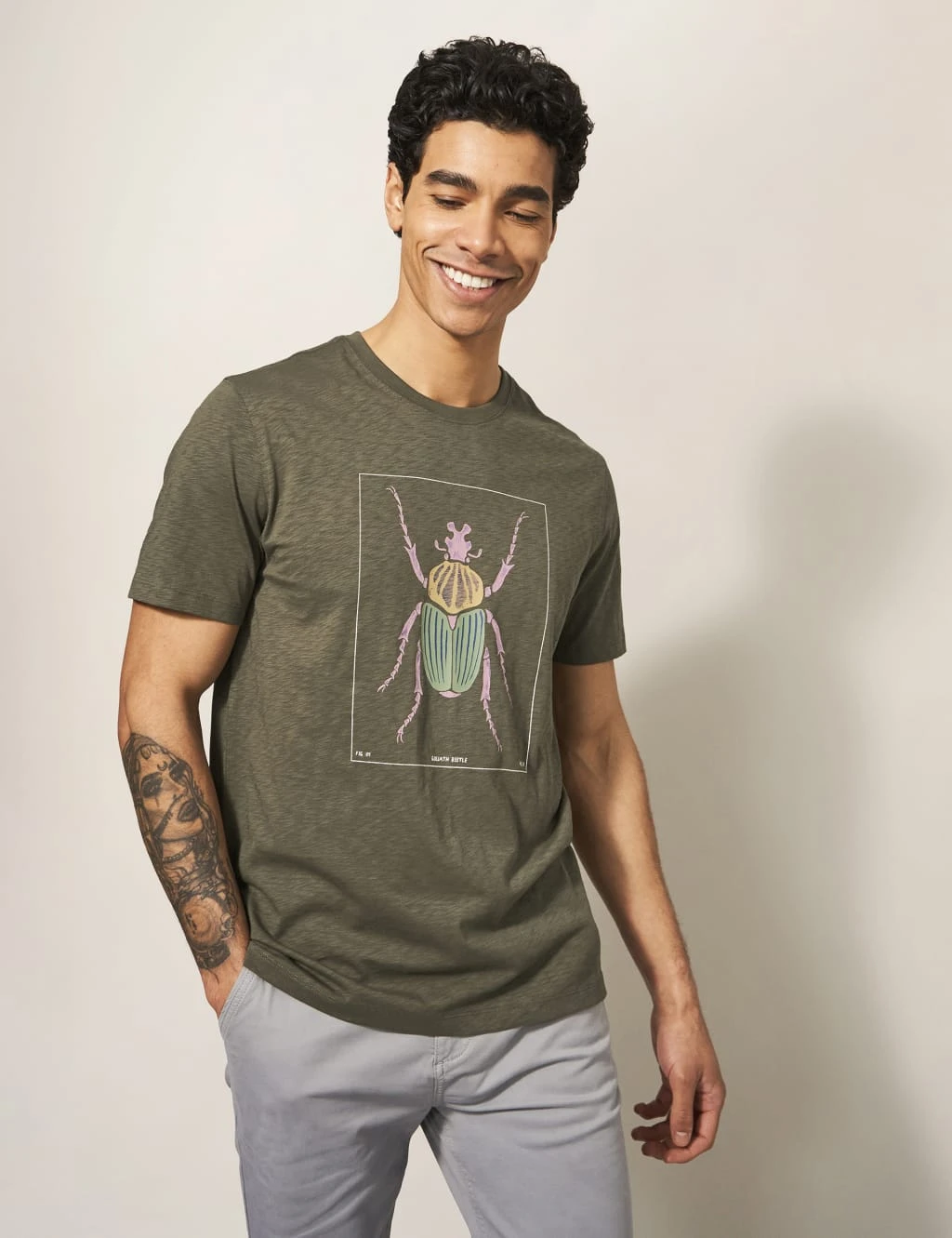 WHITE STUFF Pure Cotton Beetle Graphic Crew Neck T-Shirt 1 WHITE STUFF Pure Cotton Beetle Graphic Crew Neck T-Shirt
