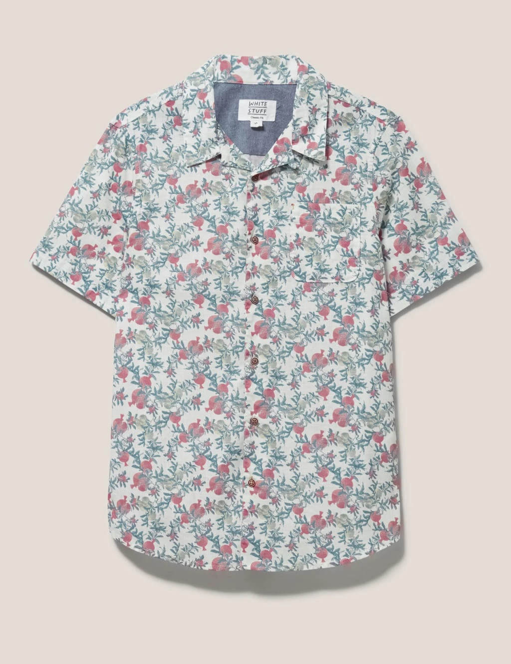 WHITE STUFF Pure Cotton Pomegranate Print Revere Shirt 2 WHITE STUFF Pure Cotton Pomegranate Print Revere Shirt - Image 2