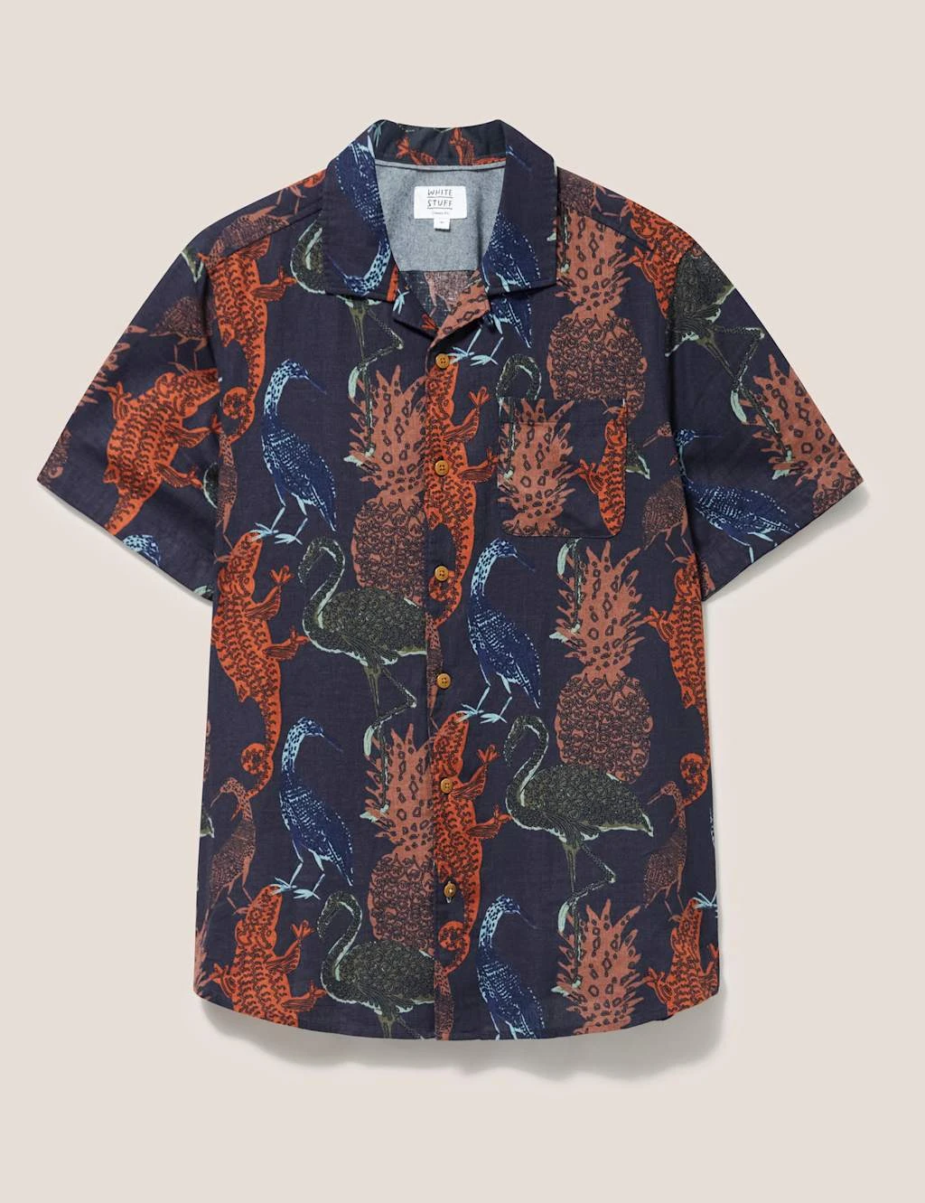WHITE STUFF Linen Rich Safari Print Revere Shirt 2 WHITE STUFF Linen Rich Safari Print Revere Shirt - Image 2
