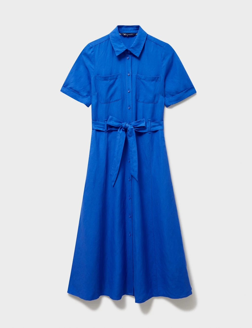 Linen Blend Belted Midi Shirt Dress 2 Linen Blend Belted Midi Shirt Dress - Image 2