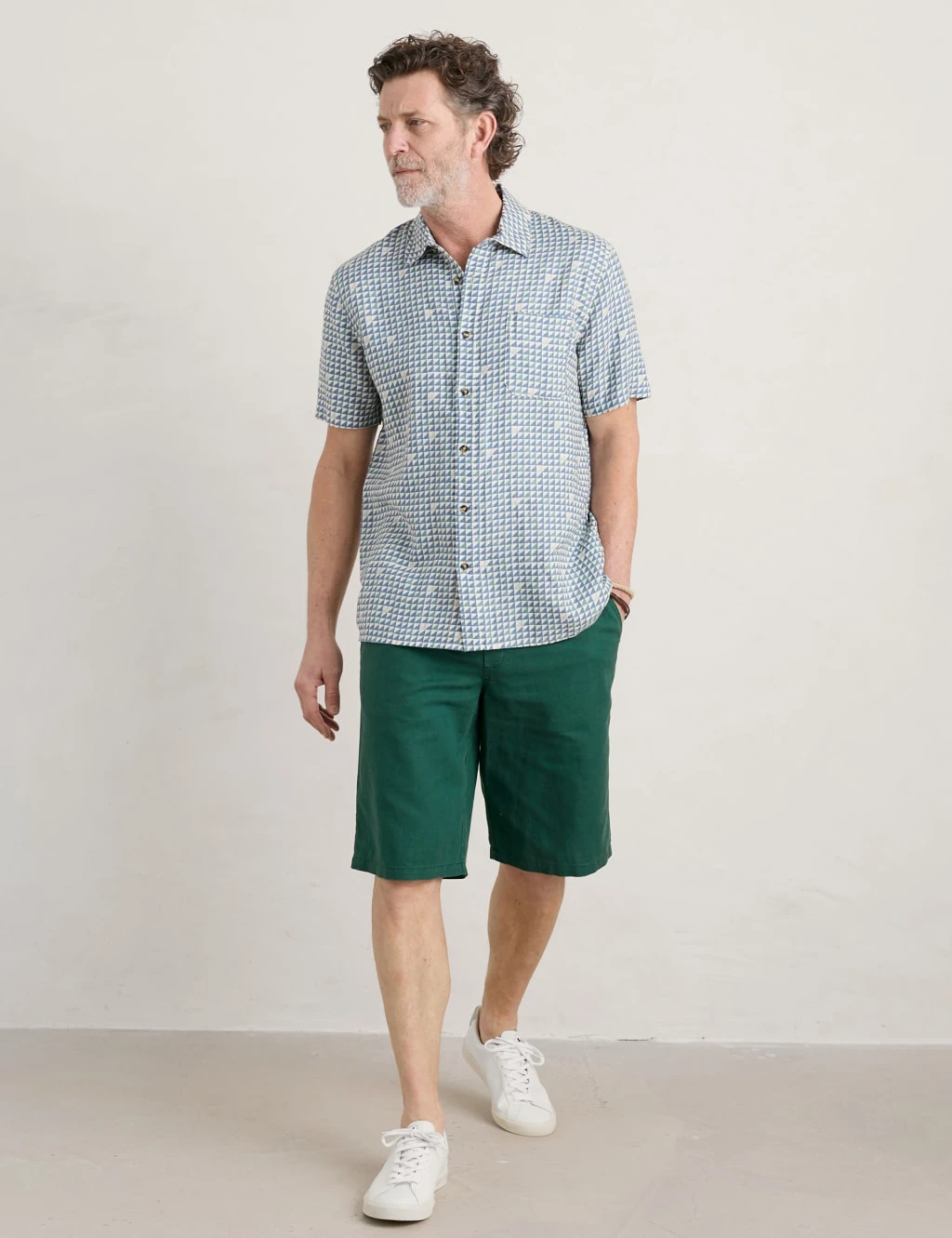 Pure Linen Geometric Print Shirt 1 Pure Linen Geometric Print Shirt