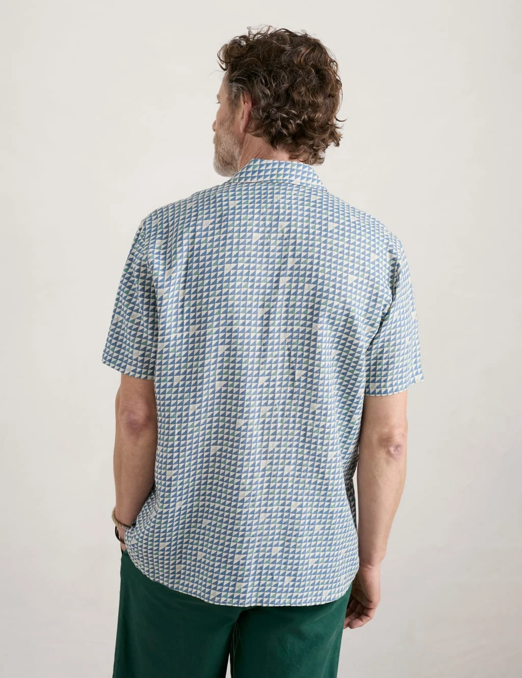 Pure Linen Geometric Print Shirt 4 Pure Linen Geometric Print Shirt - Image 4