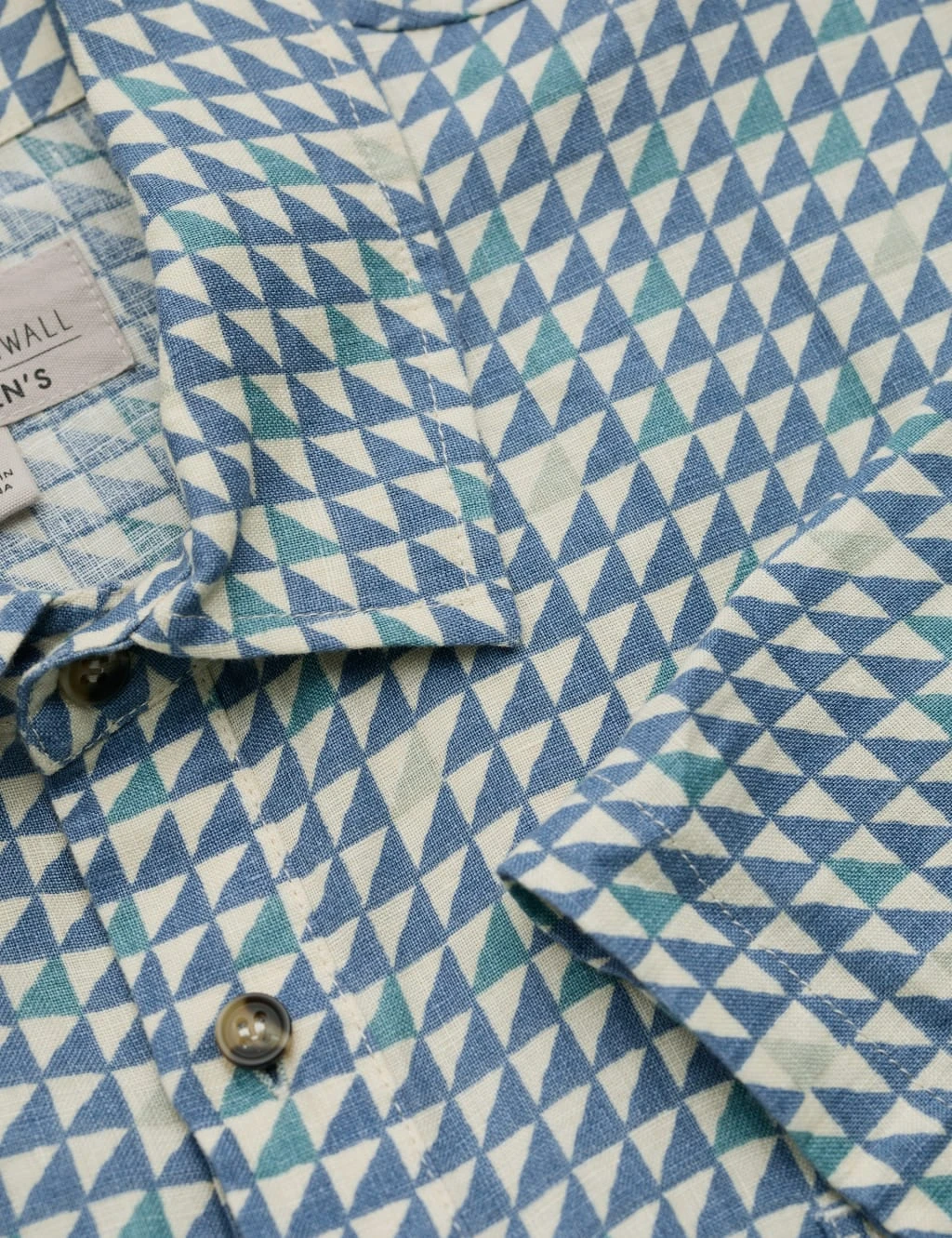 Pure Linen Geometric Print Shirt 5 Pure Linen Geometric Print Shirt - Image 5