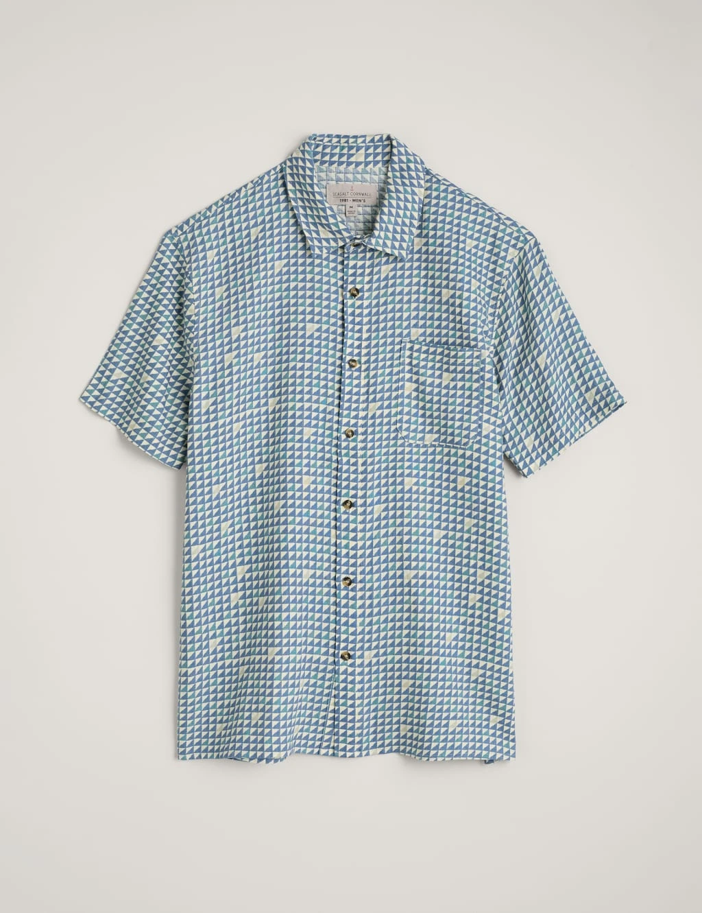 Pure Linen Geometric Print Shirt 2 Pure Linen Geometric Print Shirt - Image 2