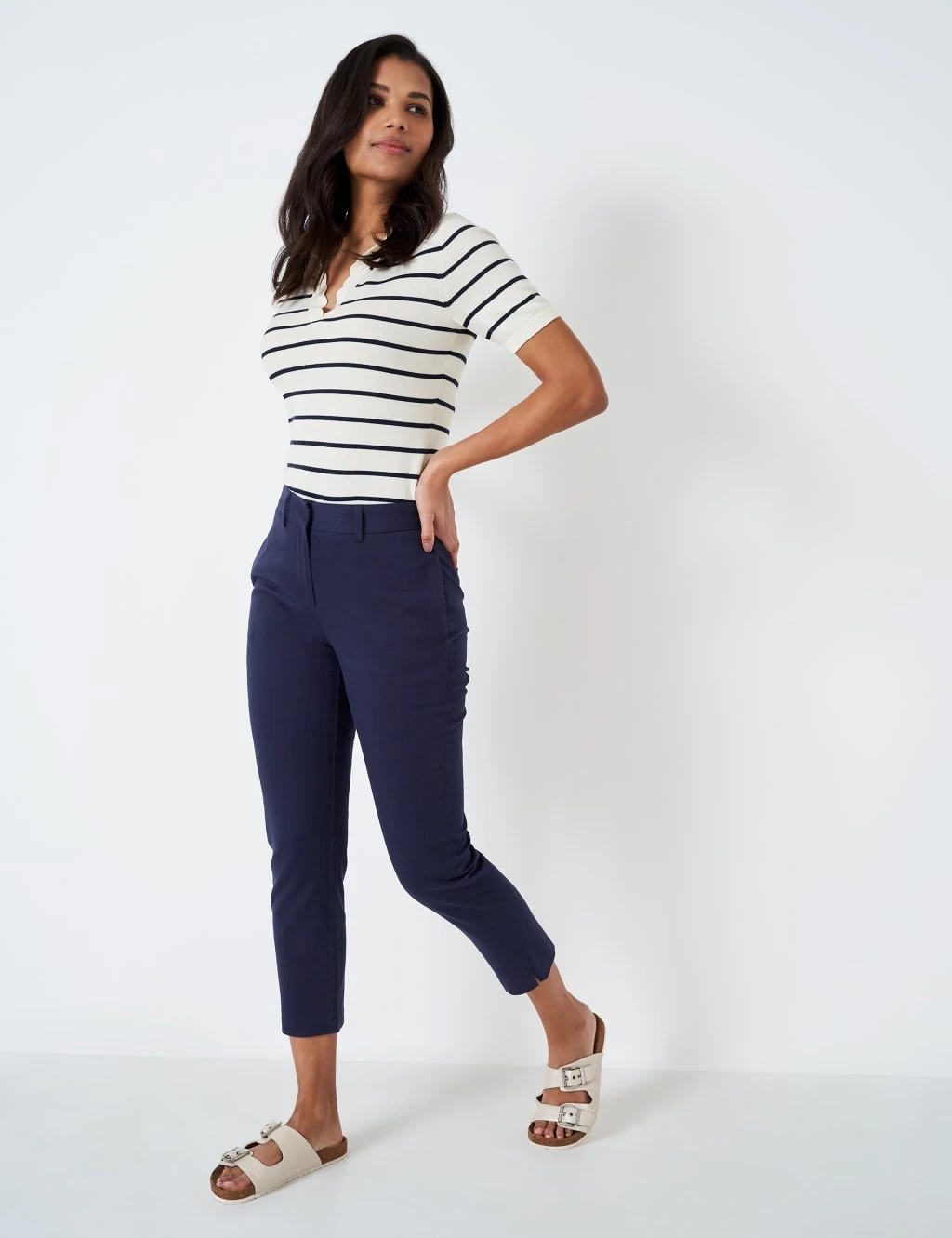 Cotton Rich Straight Leg Cropped Trousers 1 Cotton Rich Straight Leg Cropped Trousers