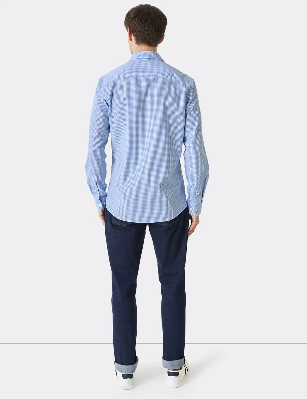 Slim Fit Pure Cotton Check Poplin Shirt 4 Slim Fit Pure Cotton Check Poplin Shirt - Image 4