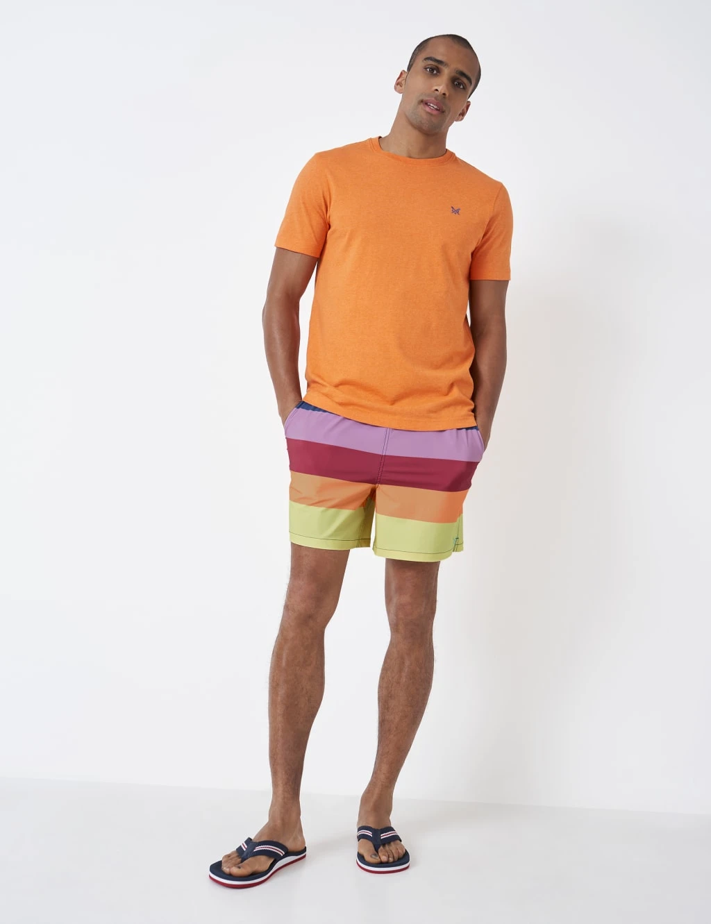 Pocketed Striped Swim Shorts 1 Pocketed Striped Swim Shorts