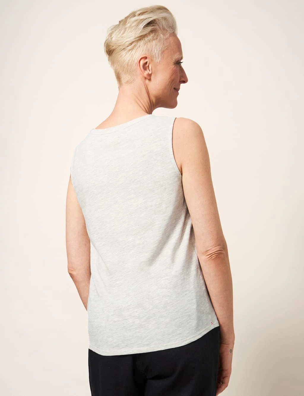 WHITE STUFF Pure Cotton Notch Neck Vest Top 3 WHITE STUFF Pure Cotton Notch Neck Vest Top - Image 3