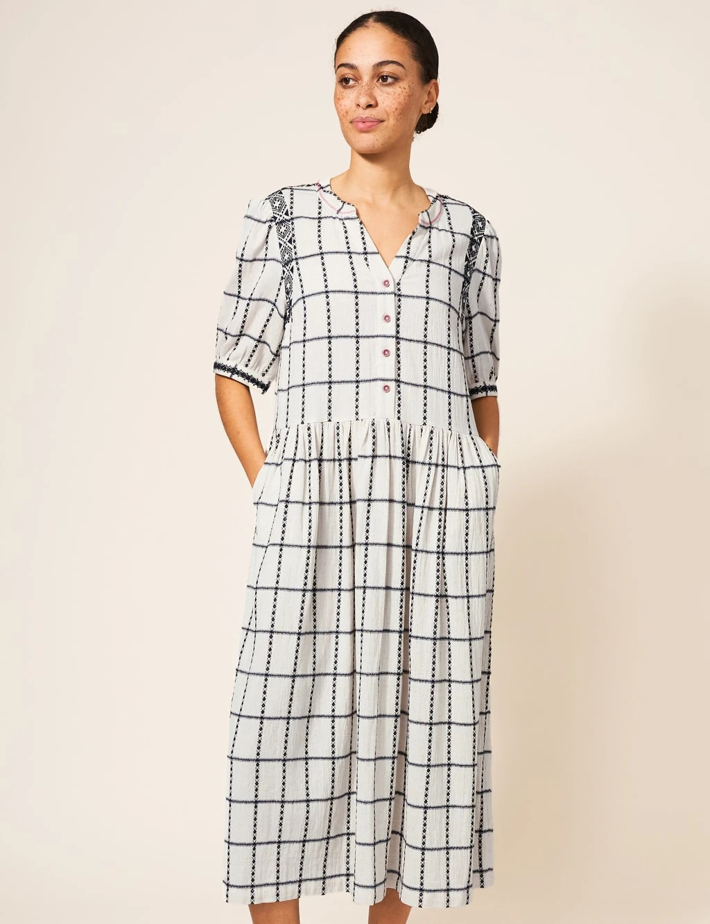 WHITE STUFF Cotton Rich Embroidered Midi Tea Dress 5 WHITE STUFF Cotton Rich Embroidered Midi Tea Dress - Image 5