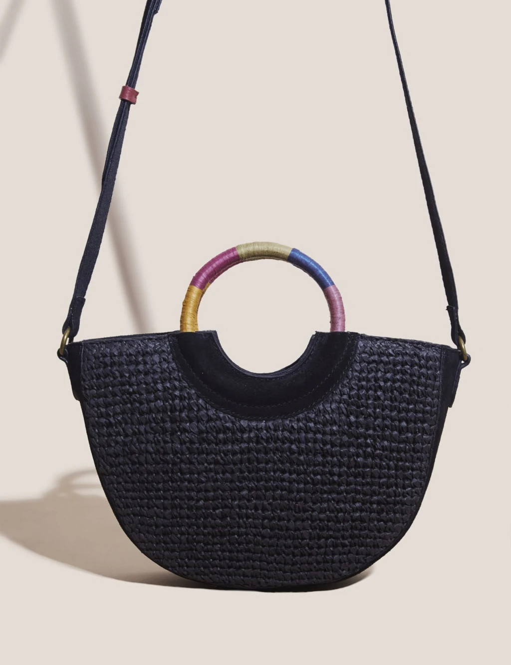 WHITE STUFF Straw Leather Cross Body Bag 1 WHITE STUFF Straw Leather Cross Body Bag