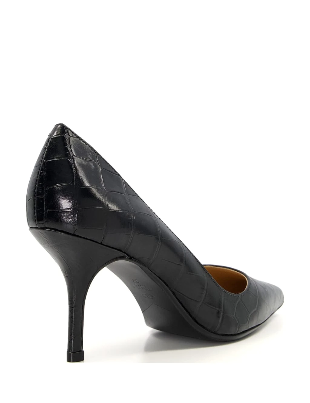 Dune London Leather Croc Stiletto Pointed Court Shoes 4 Dune London Leather Croc Stiletto Pointed Court Shoes - Image 4