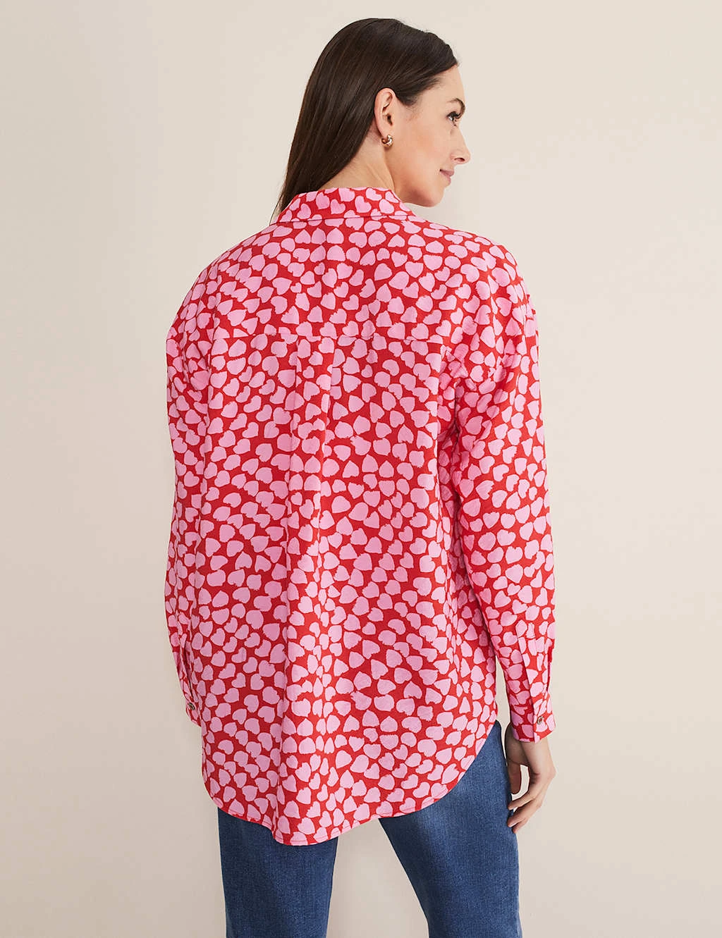 Heart Print Collared Shirt 5 Heart Print Collared Shirt - Image 5