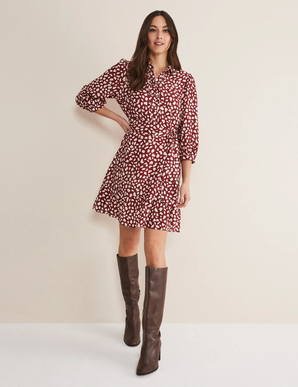 Animal Print Belted Mini Shirt Dress 4 Animal Print Belted Mini Shirt Dress - Image 4