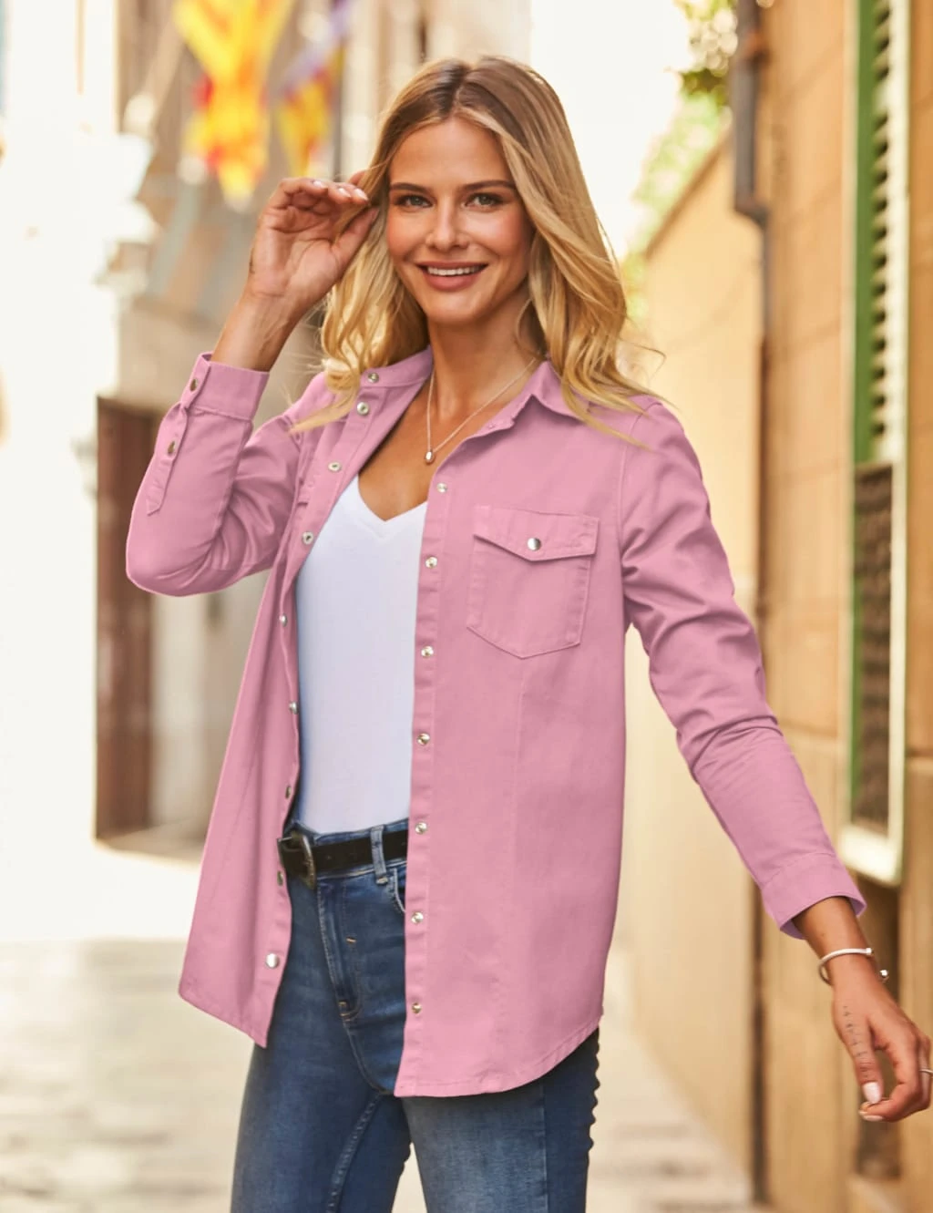 Denim Collared Long Sleeve Shirt 4 Denim Collared Long Sleeve Shirt - Image 4