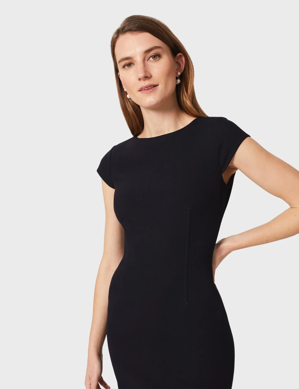 Slash Neck Knee Length Waisted Dress 3 Slash Neck Knee Length Waisted Dress - Image 3