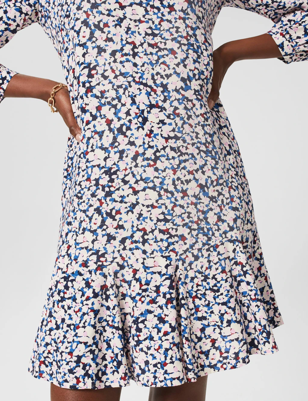 Printed Slash Neck Waisted Dress 5 Printed Slash Neck Waisted Dress - Image 5