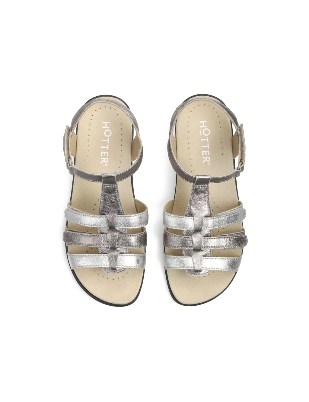 Sol Wide Fit Leather Metallic Sandals 3 Sol Wide Fit Leather Metallic Sandals - Image 3