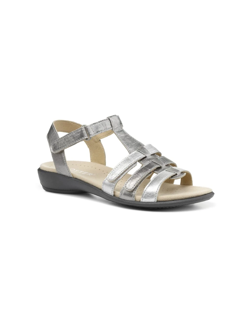 Sol Wide Fit Leather Metallic Sandals 2 Sol Wide Fit Leather Metallic Sandals - Image 2