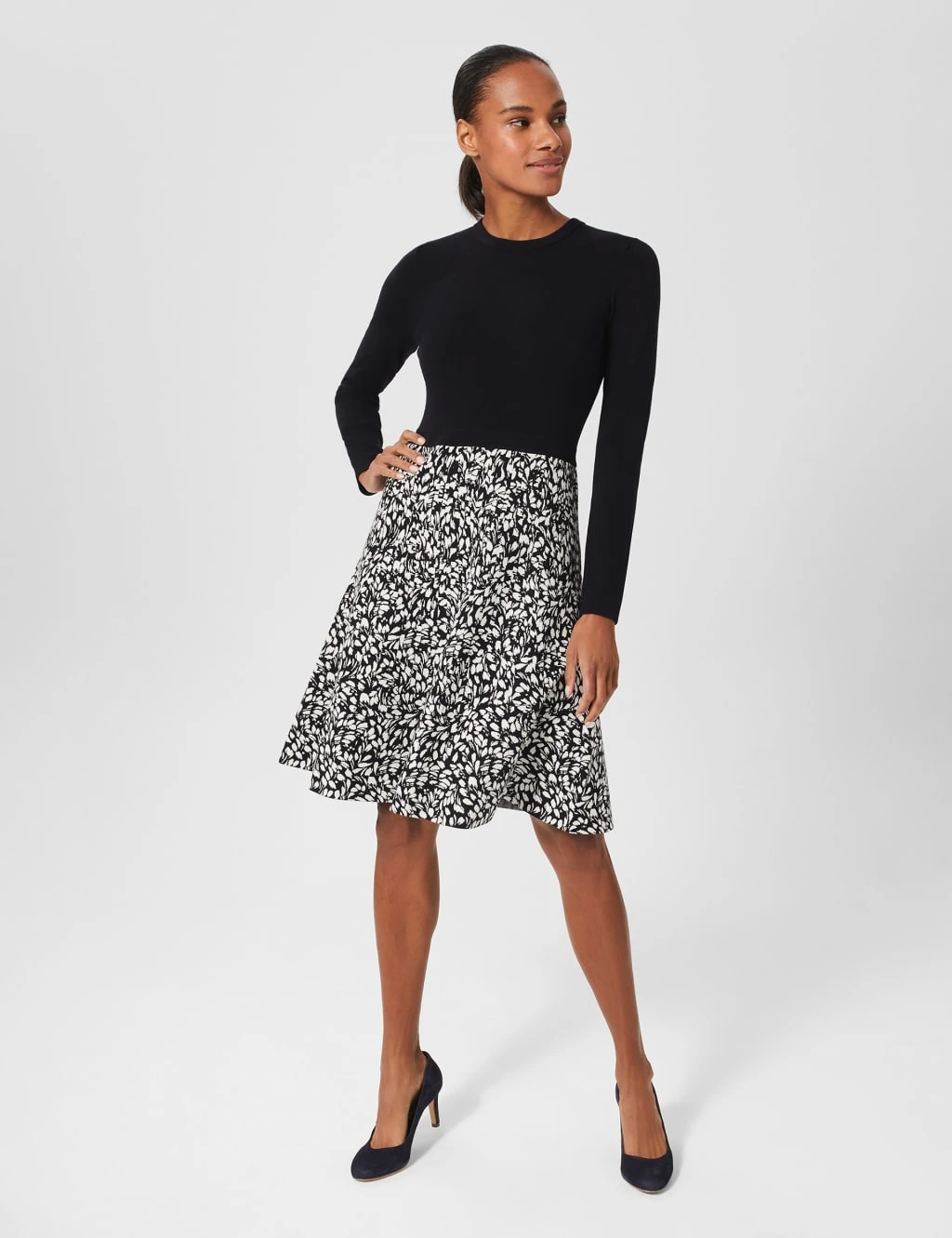 Knitted Knee Length Waisted Dress 1 Knitted Knee Length Waisted Dress