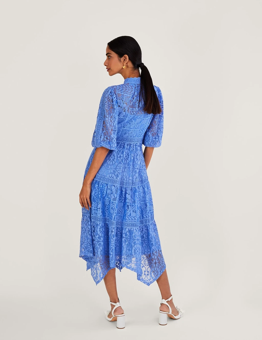 MONSOON Lace High Neck Midi Shirt Dress 3 MONSOON Lace High Neck Midi Shirt Dress - Image 3