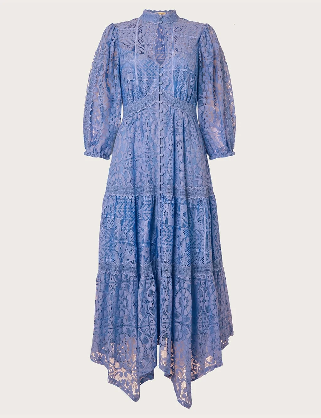 MONSOON Lace High Neck Midi Shirt Dress 2 MONSOON Lace High Neck Midi Shirt Dress - Image 2
