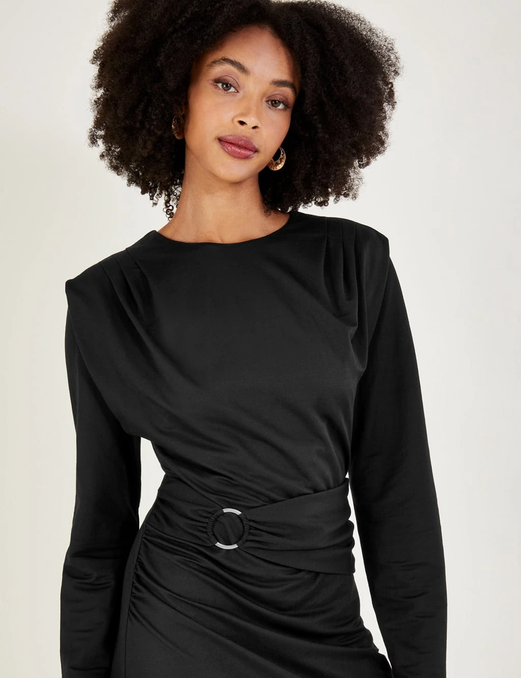 MONSOON Jersey Round Neck Belted Midi Waisted Dress 3 MONSOON Jersey Round Neck Belted Midi Waisted Dress - Image 3