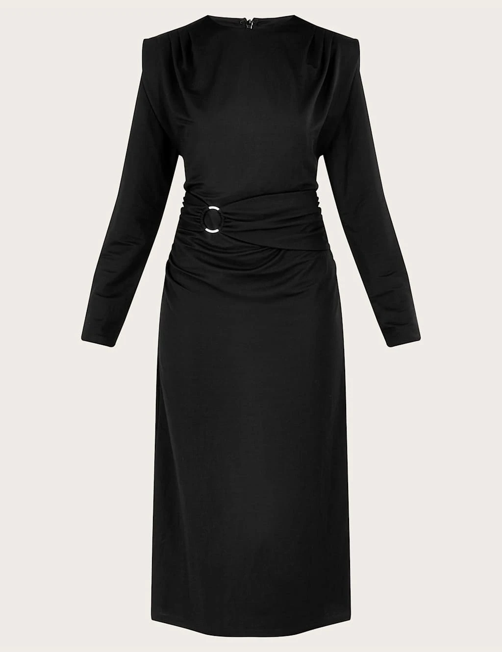 MONSOON Jersey Round Neck Belted Midi Waisted Dress 2 MONSOON Jersey Round Neck Belted Midi Waisted Dress - Image 2