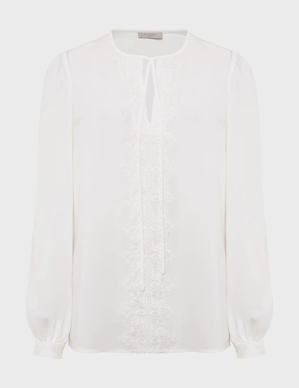 Embroidered Tie Neck Blouson Sleeve Blouse 2 Embroidered Tie Neck Blouson Sleeve Blouse - Image 2