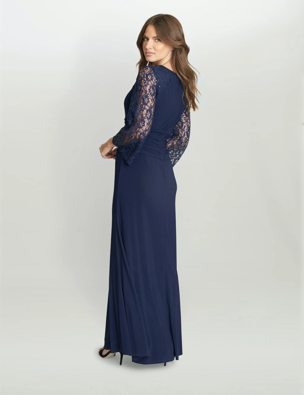 Sequin Lace Square Neck Maxi Column Dress 3 Sequin Lace Square Neck Maxi Column Dress - Image 3