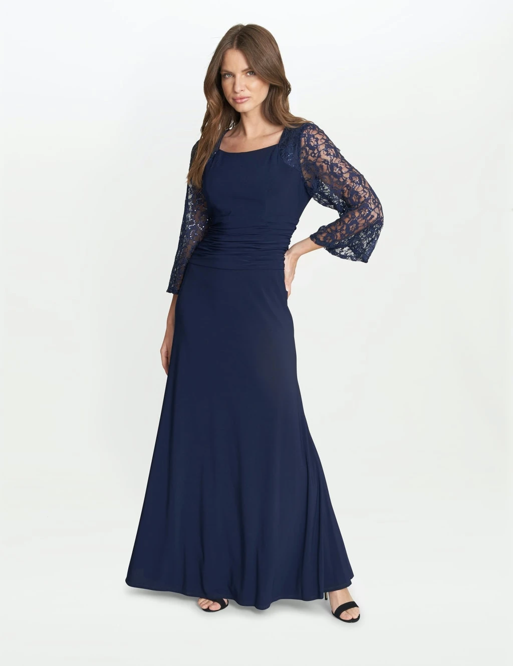 Sequin Lace Square Neck Maxi Column Dress 4 Sequin Lace Square Neck Maxi Column Dress - Image 4