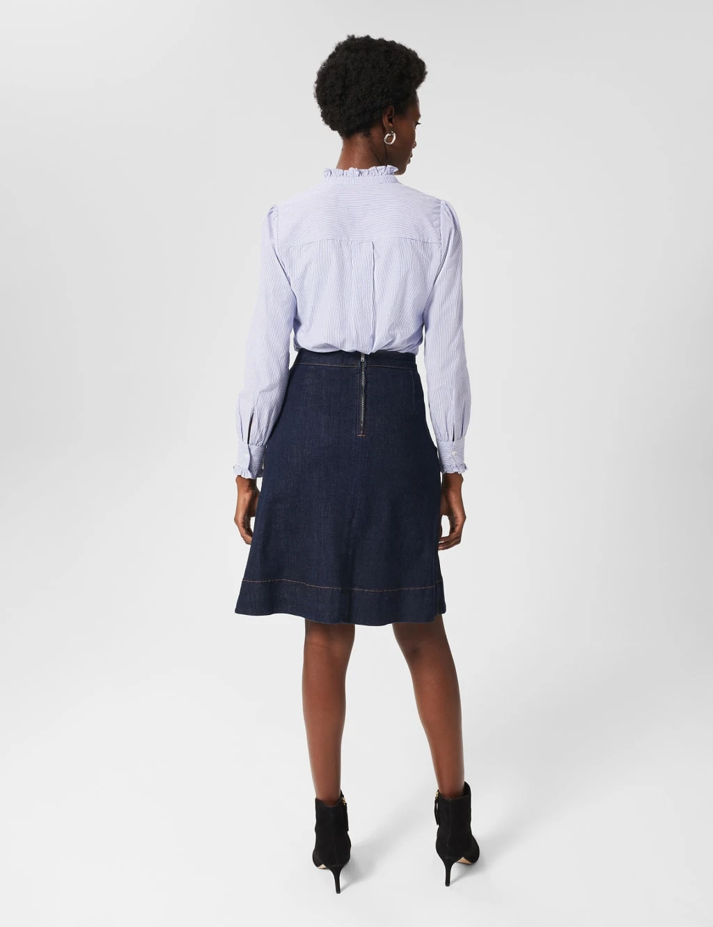 Denim Pleated Knee Length Skirt 4 Denim Pleated Knee Length Skirt - Image 4