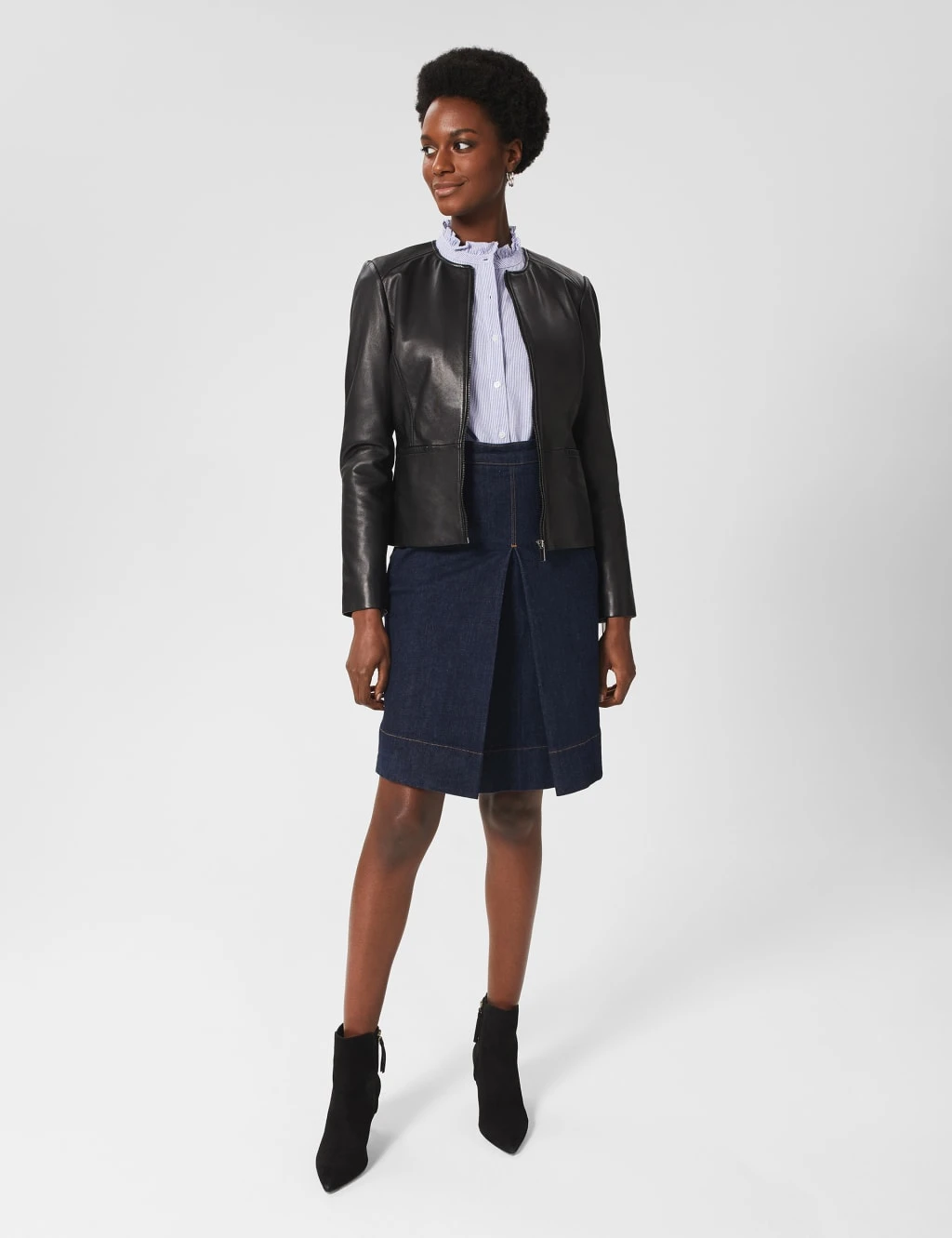 Denim Pleated Knee Length Skirt 5 Denim Pleated Knee Length Skirt - Image 5