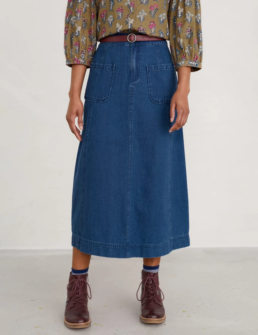 Denim Midi A-Line Skirt 2 Denim Midi A-Line Skirt - Image 2