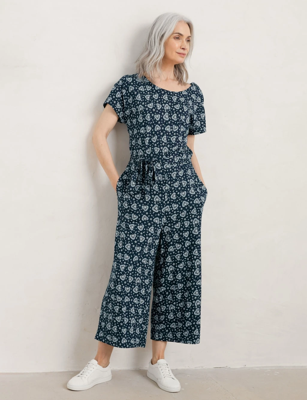 Cotton Rich Floral Cropped Wide Leg Jumpsuit 3 Cotton Rich Floral Cropped Wide Leg Jumpsuit - Image 3