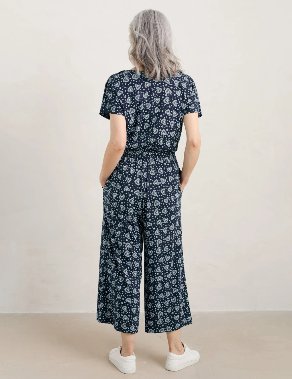 Cotton Rich Floral Cropped Wide Leg Jumpsuit 4 Cotton Rich Floral Cropped Wide Leg Jumpsuit - Image 4