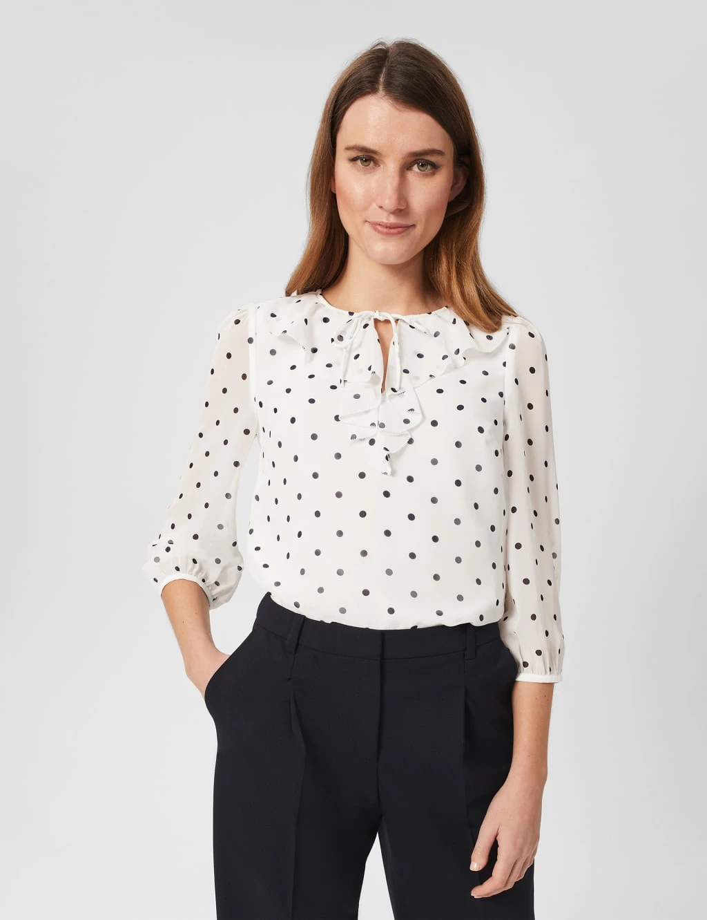 Polka Dot Tie Neck Blouse 1 Polka Dot Tie Neck Blouse