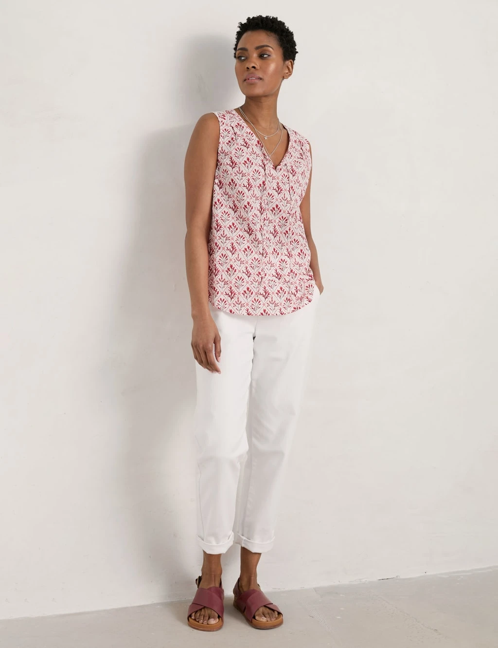 Organic Cotton Floral V-Neck Vest Top 1 Organic Cotton Floral V-Neck Vest Top