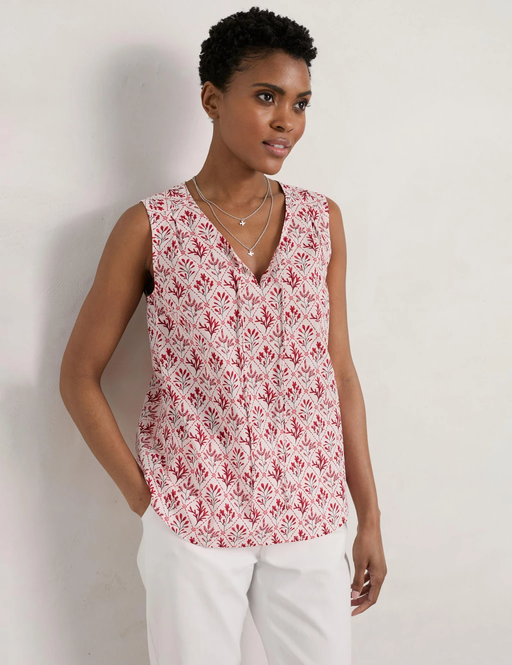 Organic Cotton Floral V-Neck Vest Top 3 Organic Cotton Floral V-Neck Vest Top - Image 3