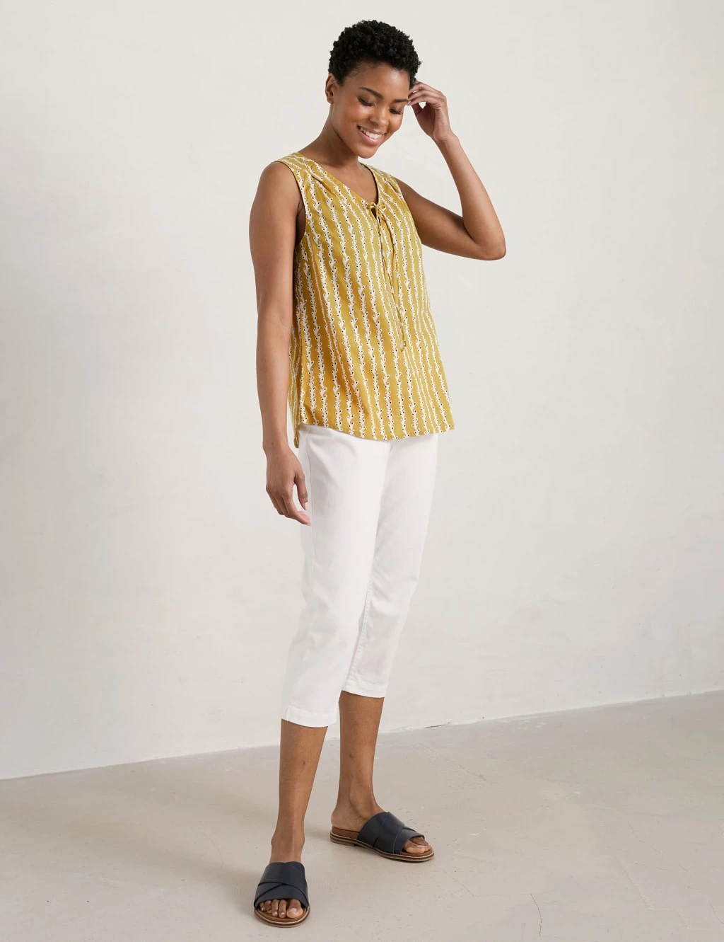 Organic Cotton Printed V-Neck Vest Top 1 Organic Cotton Printed V-Neck Vest Top