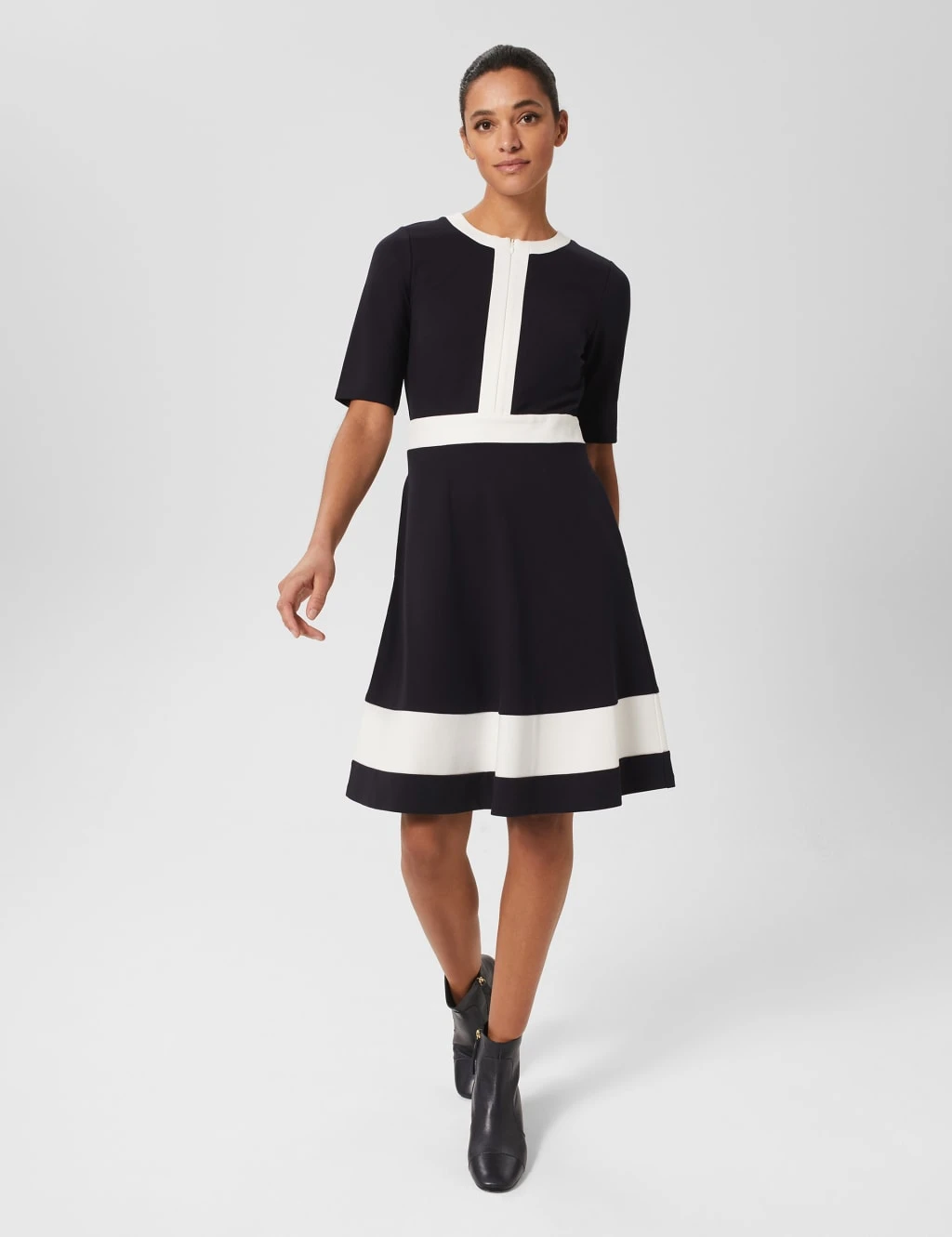 Colour Block Knee Length Skater Dress 1 Colour Block Knee Length Skater Dress