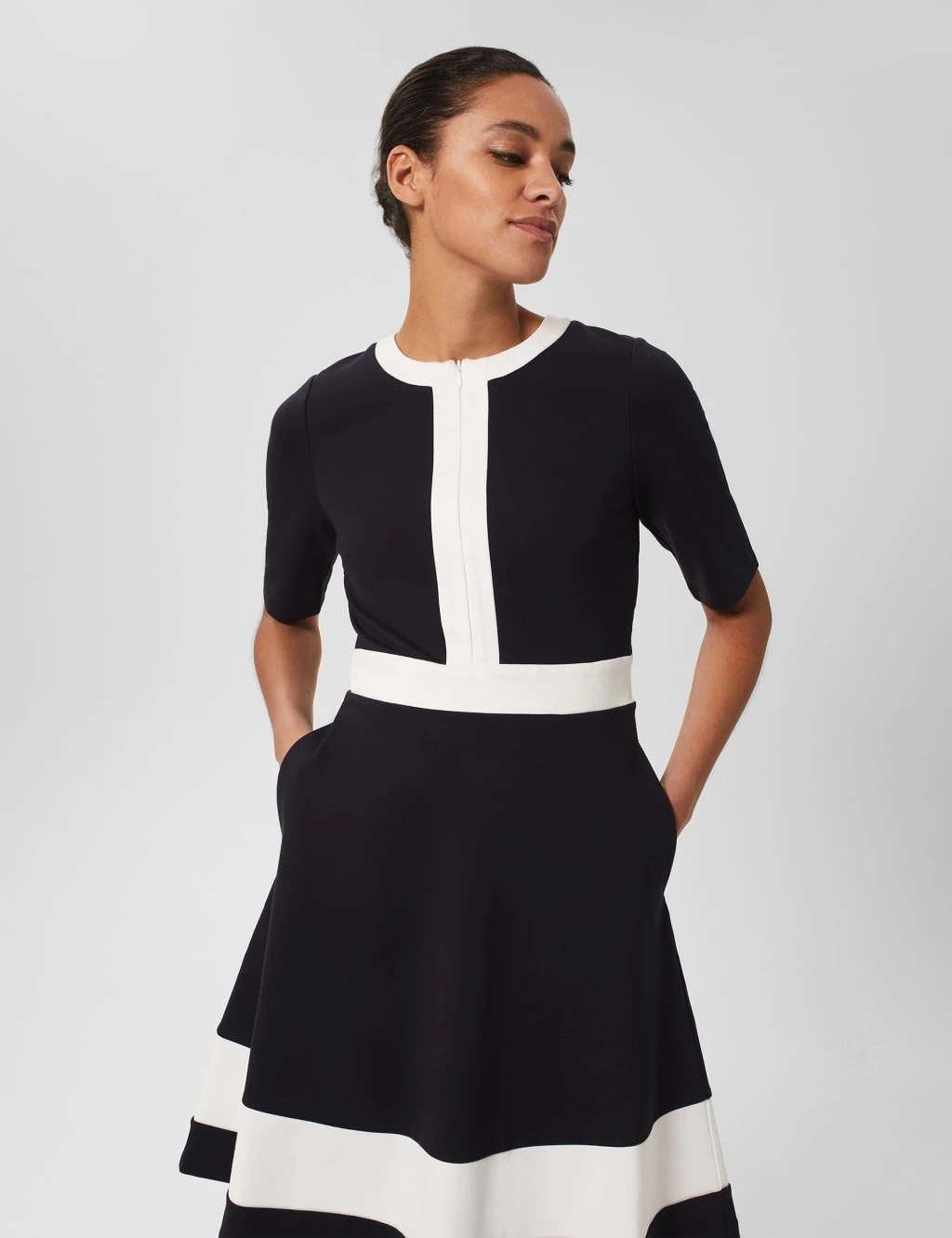 Colour Block Knee Length Skater Dress 3 Colour Block Knee Length Skater Dress - Image 3