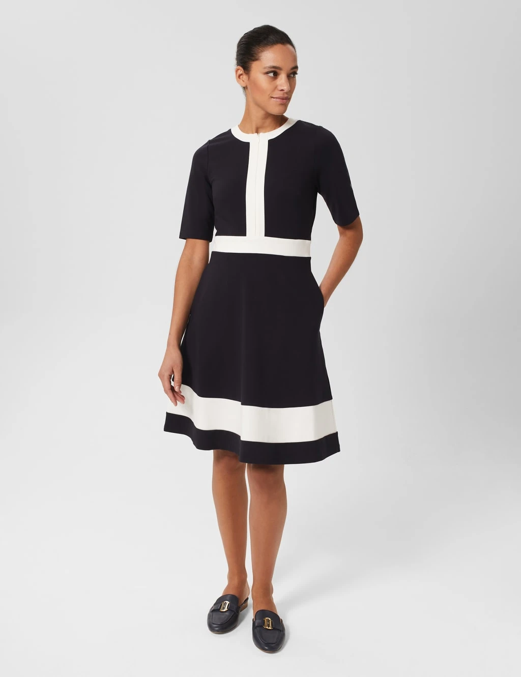 Colour Block Knee Length Skater Dress 5 Colour Block Knee Length Skater Dress - Image 5