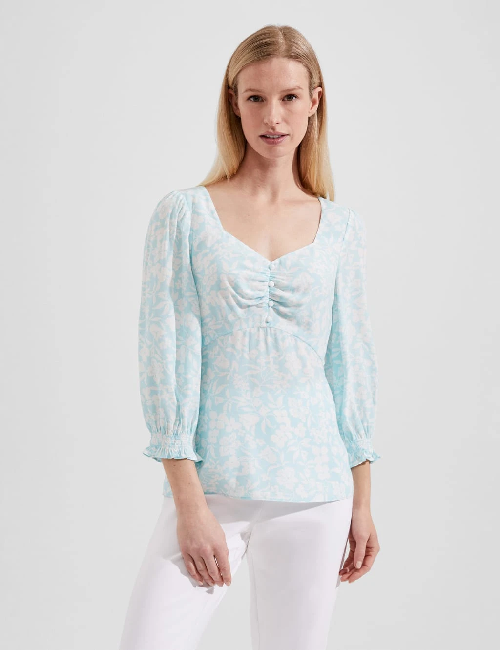 Floral V-Neck Button Detail Blouse 1 Floral V-Neck Button Detail Blouse