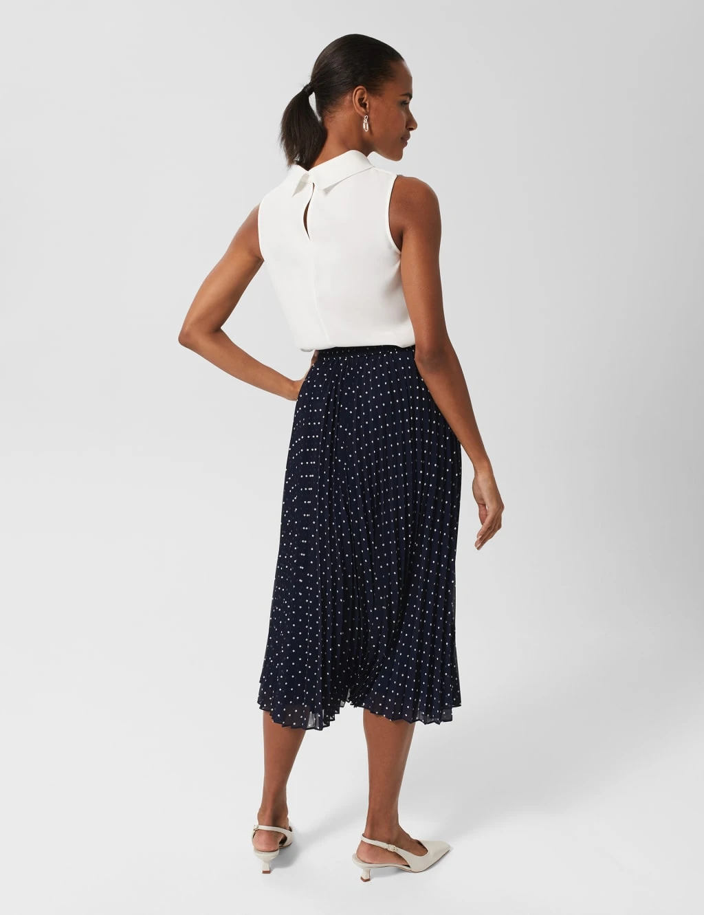 Polka Dot Pleated Midi A-Line Skirt 3 Polka Dot Pleated Midi A-Line Skirt - Image 3