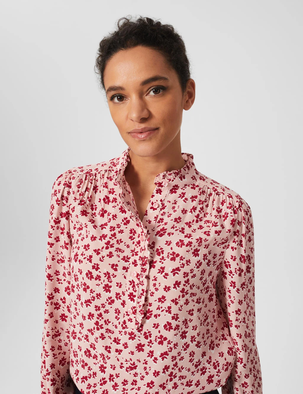 Floral Button Detail Ruffle Blouse 3 Floral Button Detail Ruffle Blouse - Image 3
