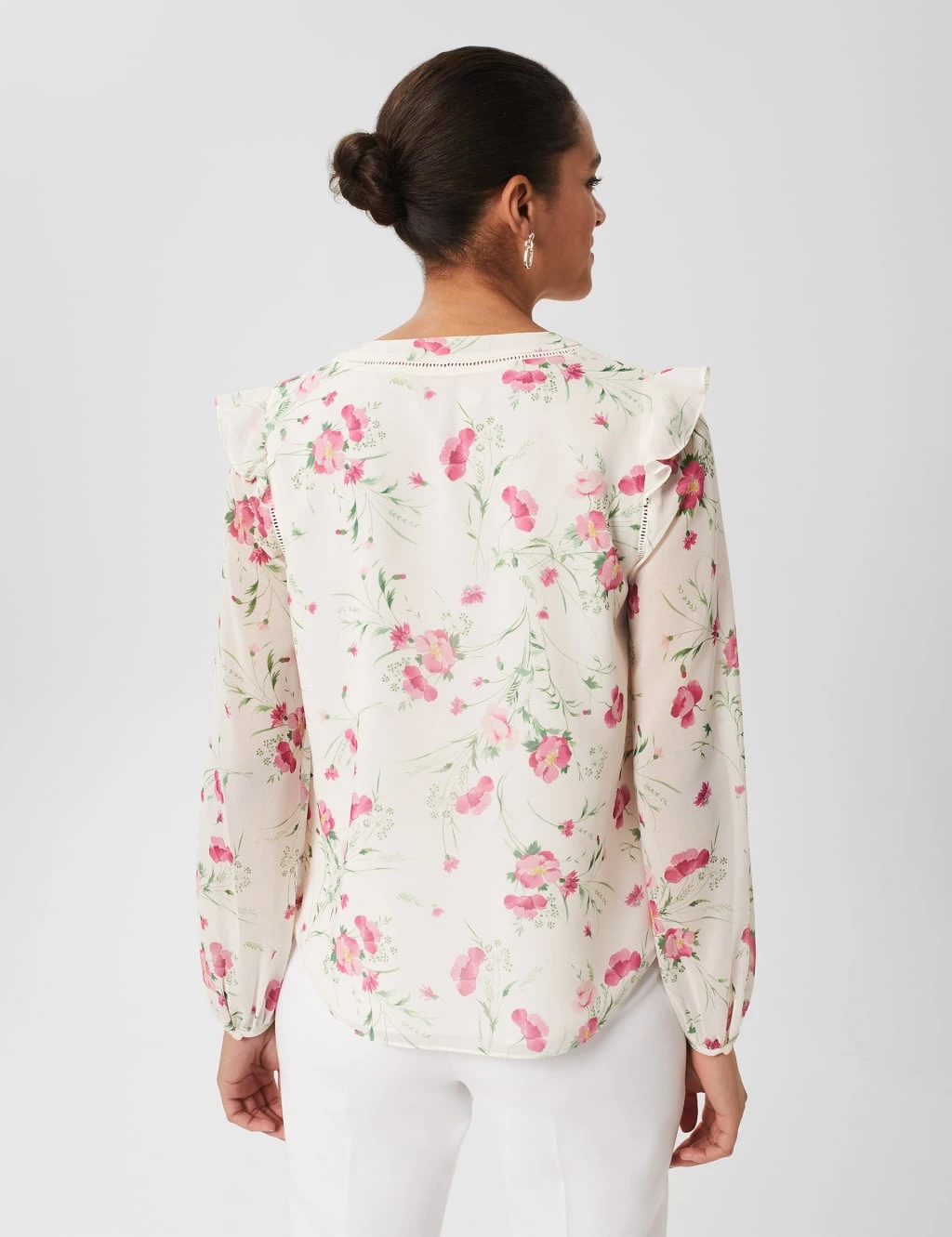 Floral V-Neck Ruffle Blouse 3 Floral V-Neck Ruffle Blouse - Image 3
