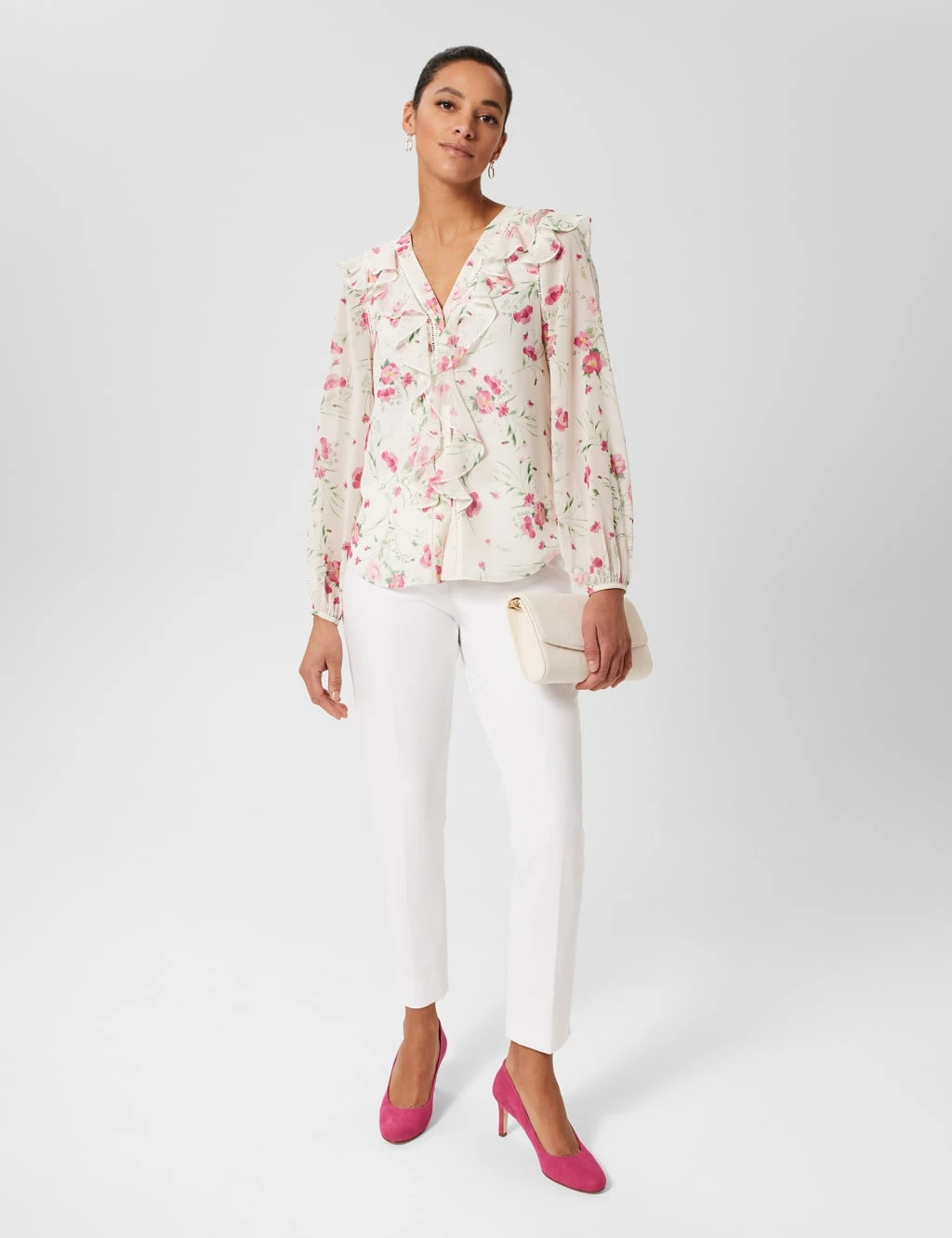 Floral V-Neck Ruffle Blouse 5 Floral V-Neck Ruffle Blouse - Image 5