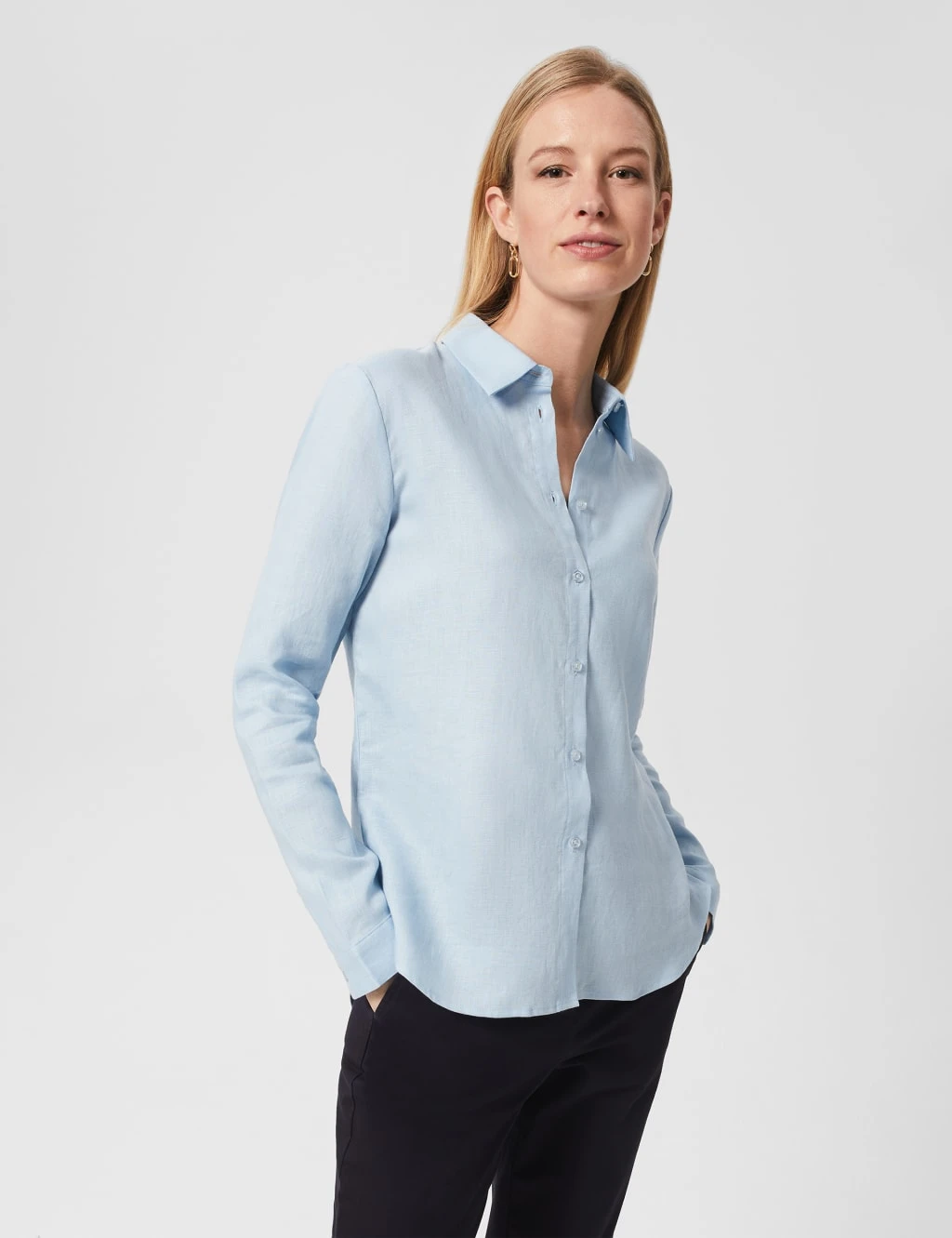 Pure Linen Collared Button Through Shirt 1 Pure Linen Collared Button Through Shirt