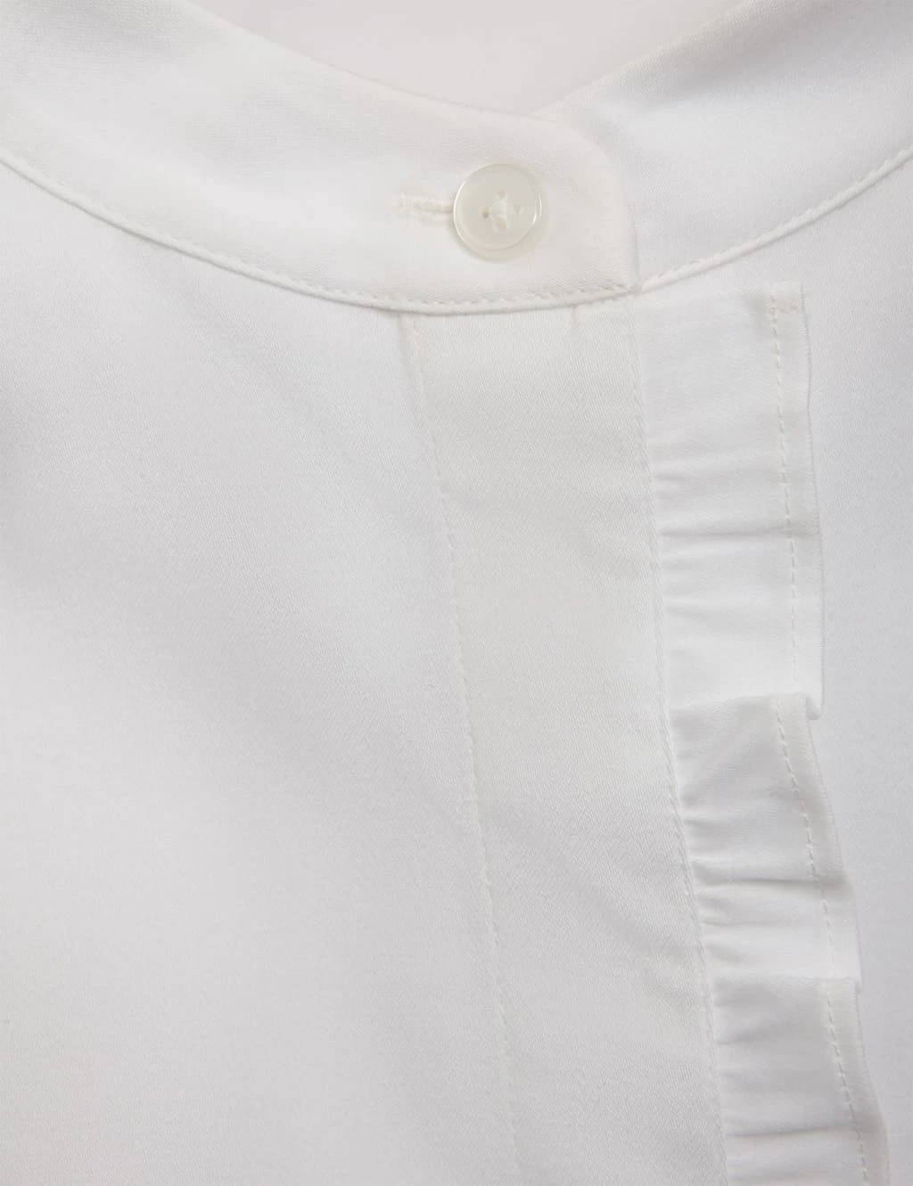 Cotton Rich High Neck Frill Detail Shirt 5 Cotton Rich High Neck Frill Detail Shirt - Image 5
